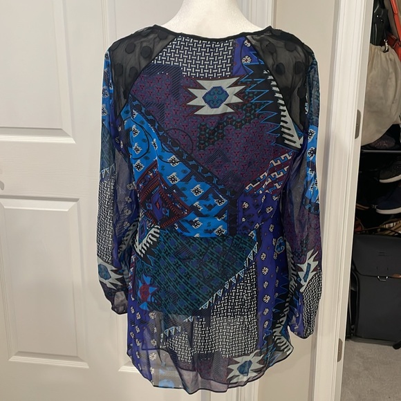 Nanette Lepore Sheer Patterned Blouse - Picture 2 of 10